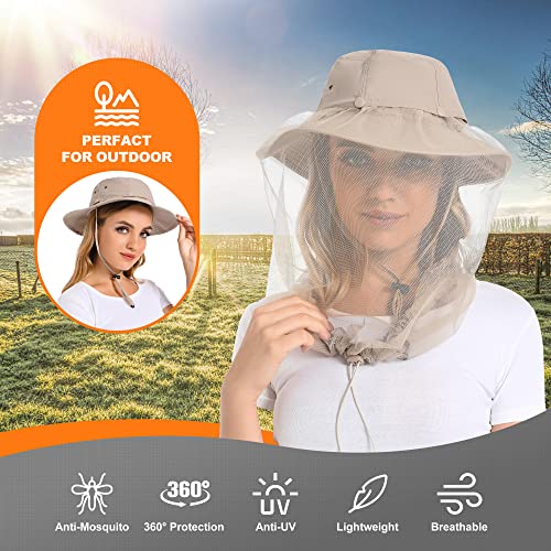 Mosquito Net Hat - Bug Cap Upf 50+ Sun Protection With Hidden Netting Outdoors For Women And Men Beige #TOP2