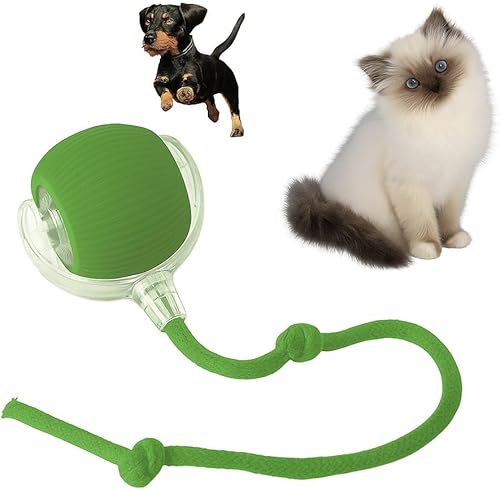 Juguete interactivo para gatos de interior de 360 grados, juguete automático con parpadeo de piso y balanceo aleatorio para gatos y perros (verde)
