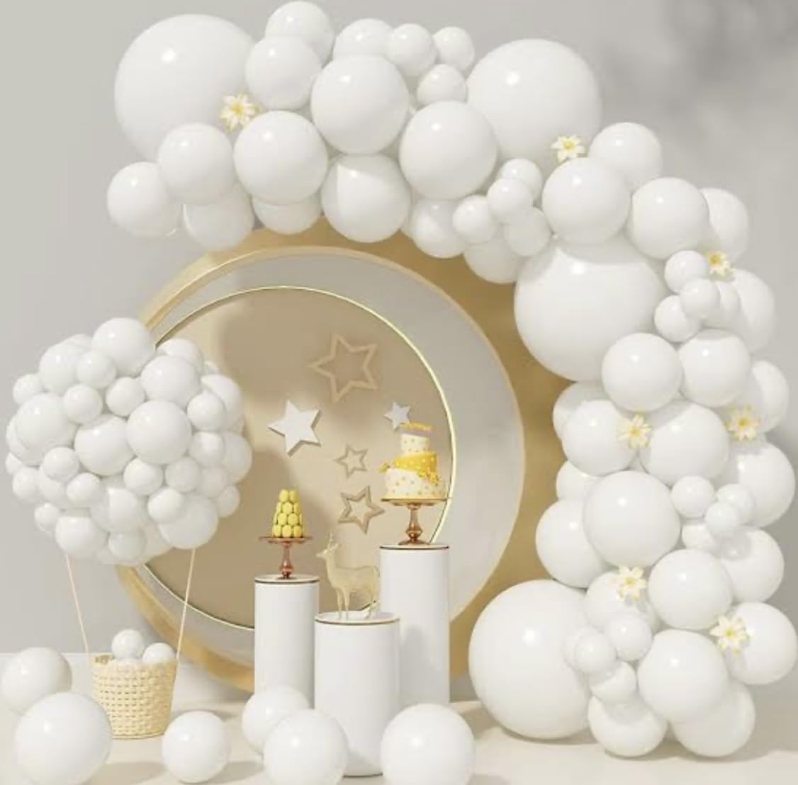 Vanilla White Latex Balloons – 25pcs 12-Inch Helium & Air Support for Birthday, Wedding, and Party Decorations