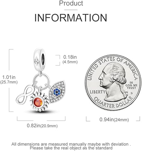 Miniatura 3 de Pandach Cuentas y Dijes de plata de ley 925 para pulseras y collares, colgantes de mariposa y auriculares, dijes de trébol, joyería de regalo para