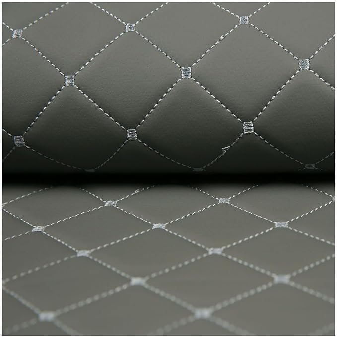 Pikowana sztuczna skóra PVC, imitacja skóry, diamentowe żłobienia, tapicerka samochodowa, tapicerka samochodowa, przeszycia skórzane, wyściełana poduszka, lniana watolina(szary,1.4x4m)