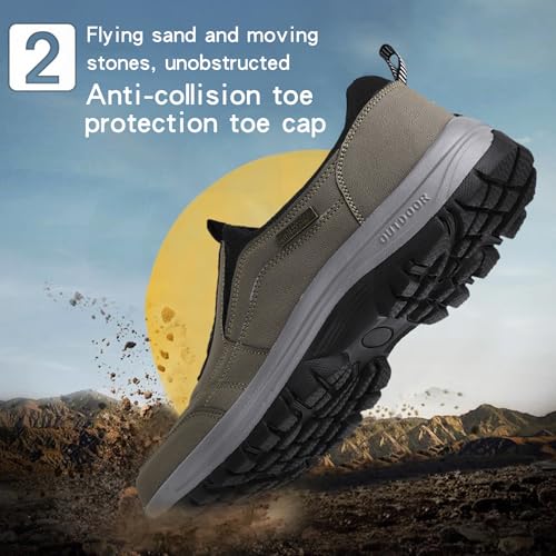 Men's Casual Fashion Waterproof Anti-Slip Lightweight Orthopedic Loafers,Low-top Safety Sneakers Comfortable Walking Boat Shoe，Extended Width Foot Breathable Sneakers4