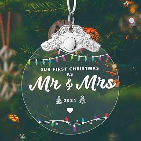 2024 First Christmas Married Glass Ornament Cover