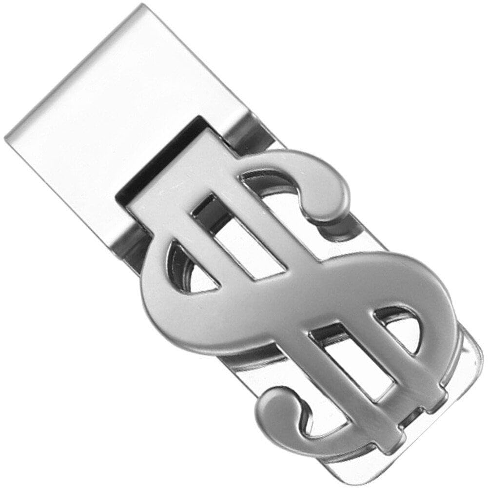 Luxylei Slim Money Clip Stainless Steel Cash Bills Credit Holder Silver Money Clip Dollar Design Money Clip for Men and Women