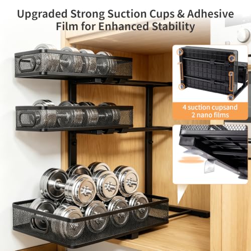 Tviorst 3 Tier Mesh Pull Out Organizer Black 1 Pack Sliding Rack — view 5