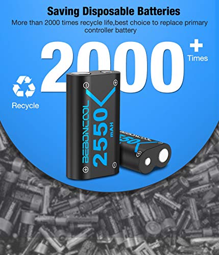 Controller Battery Pack for Xbox One, BEBONCOOL 2x2550 mAh Rechargeable Battery Pack for Xbox One/Xbox One S/Xbox One X/Xbox One Elite Controller