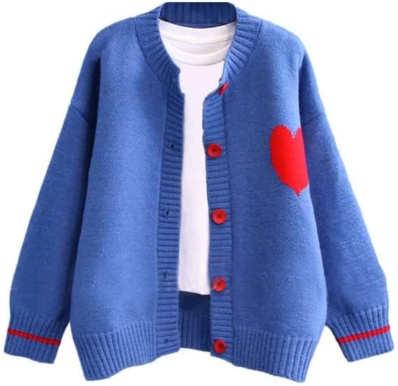 FindThy Women's Cute Cardigan Sweater Kawaii Love Heart Print Y2K Button Knitted Outerwear - Image 2