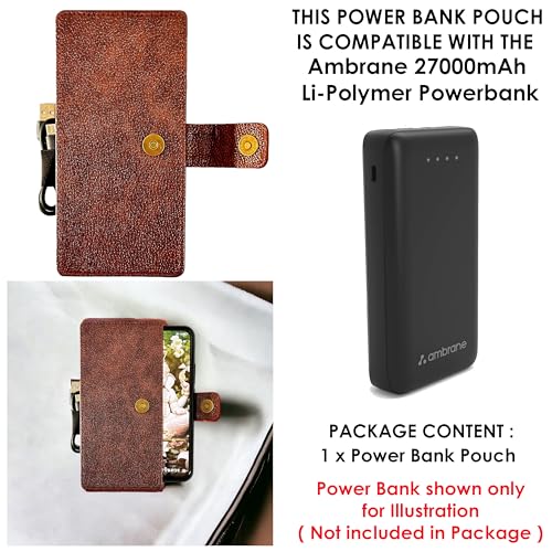 Image of ZAOMA Shock Proof Pouch Case Wallet Cover Protector Compatible for Ambrane 27000mAh Power Bank, Stylo Pro 20W Fast Charging with Loop (PBPLOOP DBRW005)