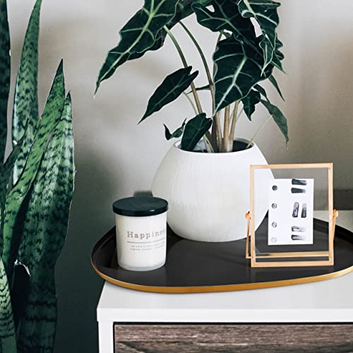 Allegorie Decorative Tray | Stylish Vanity Organizer Or Catchall Valet Display | Gold Metal Serving Tray For Coffee Table, Ottoman, Bar, Liquor Or Cocktails 16 X 12.5 Inches (Black) #TOP7