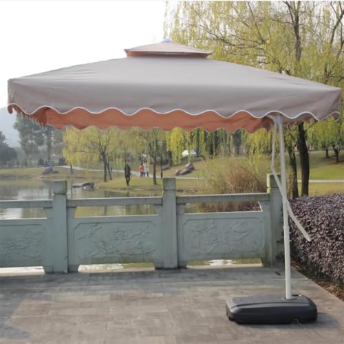 Image of THESHELTERS Side Pole Square (250x250cm) Outdoor Garden Umbrella with Movable 60KG Water Base Stand for Patio, Terrace, Cafe and Balcony | Waterproof Big Size Outdoor Umbrella