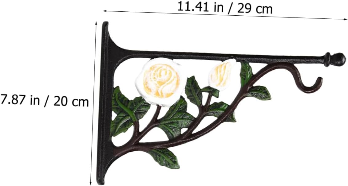 Cast Iron White Rose Wall-Mounted Plant Hook Metal Basket Hanger for Flowerpots Bird Feeders Indoor Outdoor Garden Décor