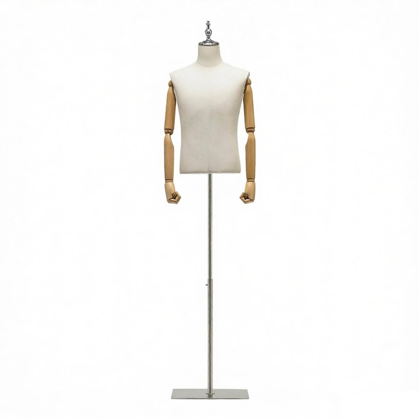 Modegeschäft Ankleidepuppe Herren , Silberne Quadratische Basis Mit Holzarmen , Style to 10