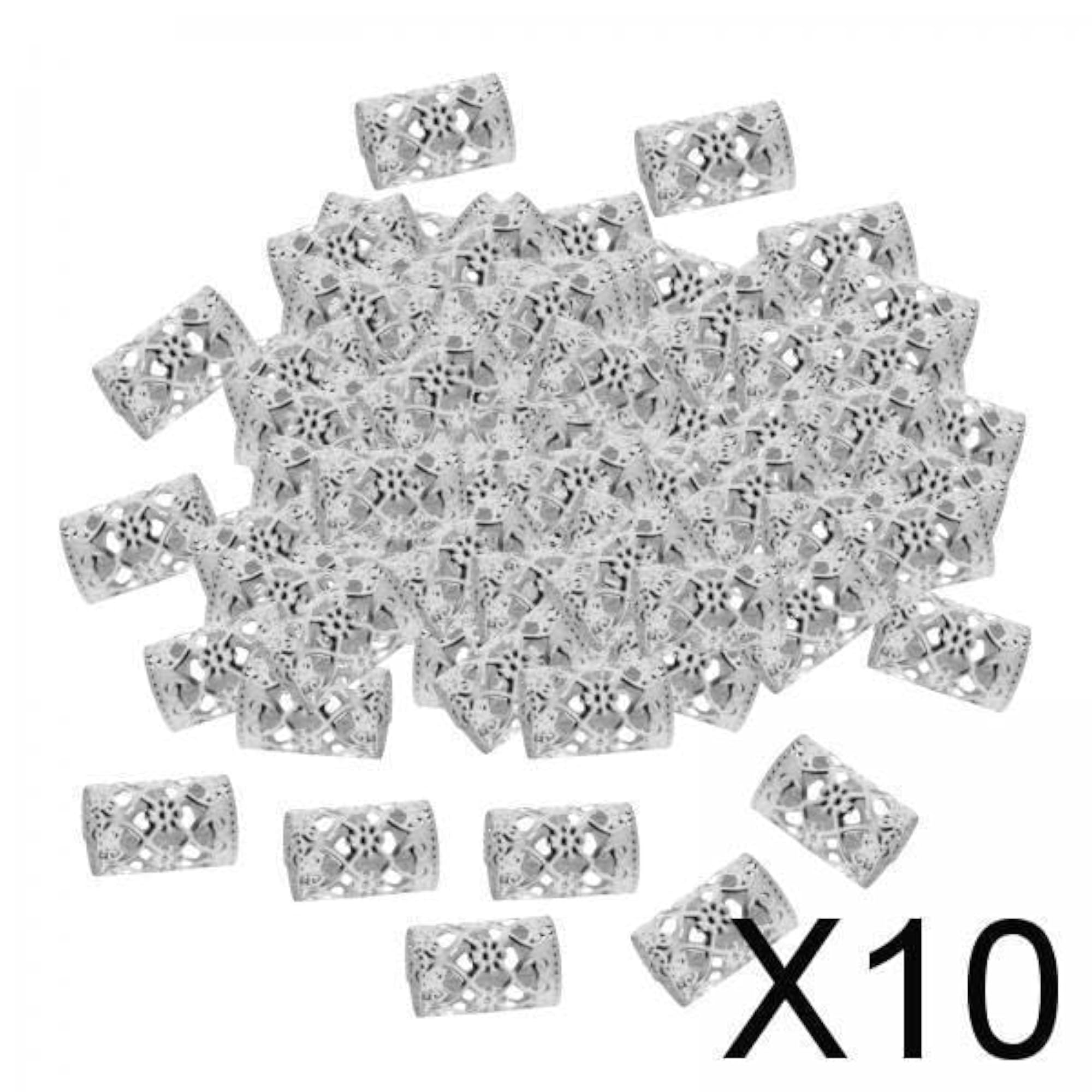 10x100x Women Dread Lock Dreadlocks Braid Beads Hair Clips Silver