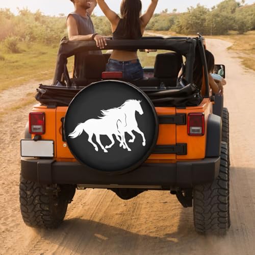 Image of Horses Spare Tire Cover Dust-Proof Wheel Tire Cover Fit Trailer, RV, SUV and Many Vehicle 14 Inch
