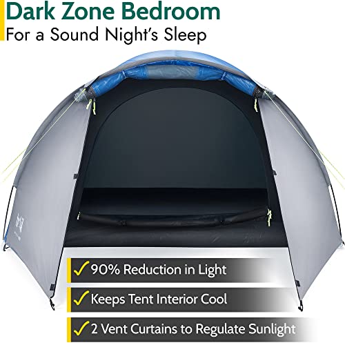 Trail Bracken 3 Man Tent With Porch, 3000mm Waterproof Rating, Double Skin Dome Tent with Darkened Bedroom, Lightweight for Camping and Festivals, Bag Included - Image 2