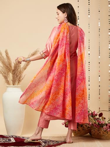 Image of ANNI DESIGNER Women's Cotton Blend Kurta with Pant & Dupatta