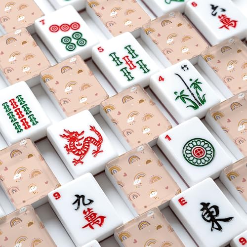 American Mahjong Tile Set con 166 fichas acrílicas y bolsa miniatura 4