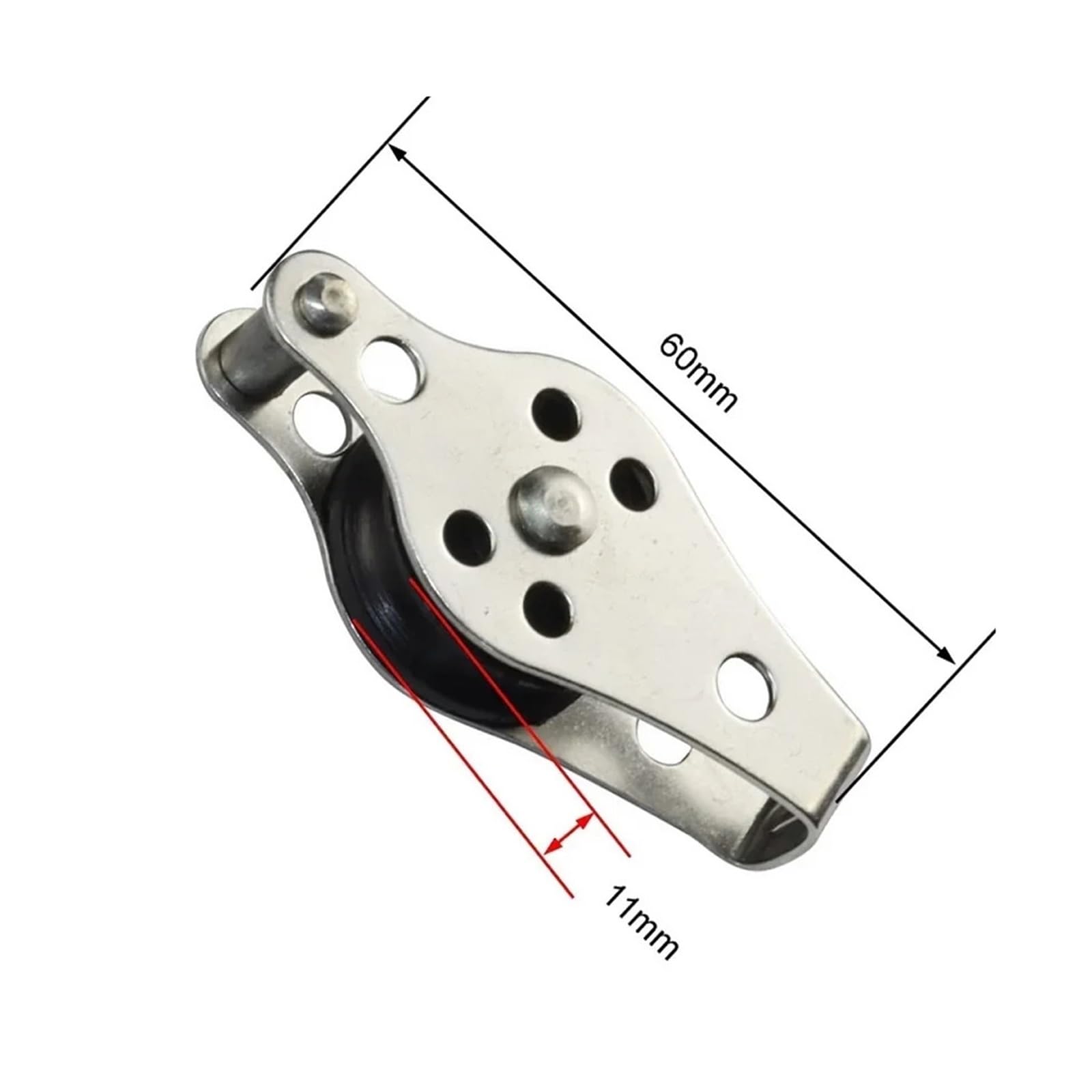 System koła pasowego ze stali nierdzewnej 316, nylonowe koło pasowe 25 mm, oczko kotwiczne do liny 2-8 mm, wytrzymałe, model 605-608 (605), 1 sztuka, idealne do użytku morskiego i na zewnątrz