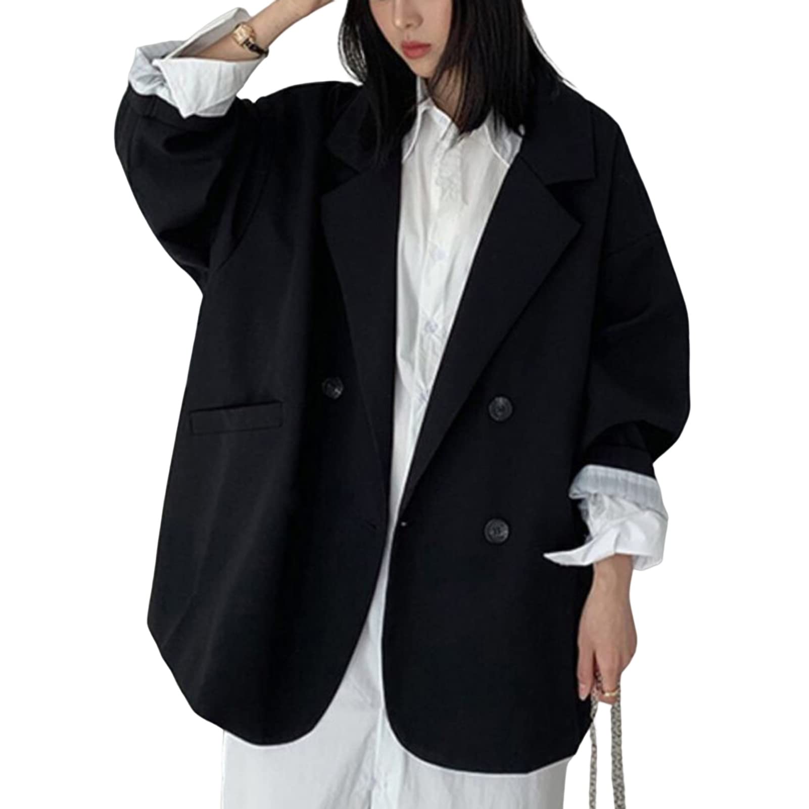 Veste cardigan à manches longues et poches pour femme - Blazer surdimensionné pour l'automne et l'hiver