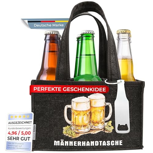 wortek Männerhandtasche, Bier Geschenke für Männer, Lustige Geschenke für Männer, Männergeschenke, Geburtstagsgeschenk für Männer, Bier Geschenke für Männer, Geschenk Mann, Flaschentasche