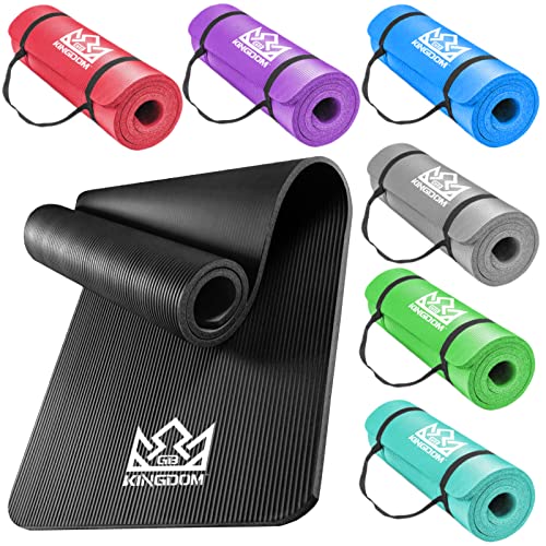 Kingdom GB Supreme Padded NBR Exercise Yoga Mat Extra Thick with Strap Non Slip Pilates Aerobic Gymnastics Home-exercises Fitness Camping Noir 20mm Cover