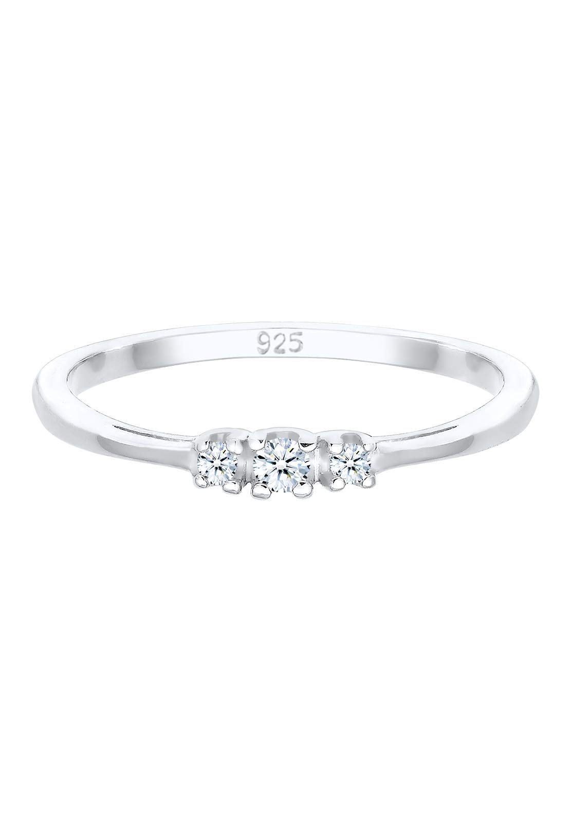 Elli PREMIUM Anillos Compromiso para Mujer con Diamantes 0,07 quilates Confeccionado en Plata de Ley de 925