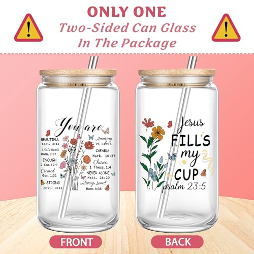 Christian Gift for Women Faith Religious Gifts Birthday Mothers Day Gifts for Women Mom Sister Best Friends Wife Coworkers-Inspirational Verse Glass/Makeup Bag2