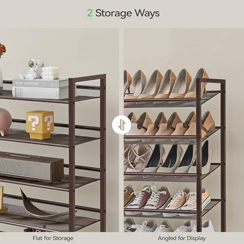 Image of Nunsino Shoe Rack, Long Shoe Organizer,Max Holds 62 Pairs,10 Tier Metal Shoe Storage Shelf,5-Tier Stackable Shoes Organizer for Garage, Entryway,Bronze