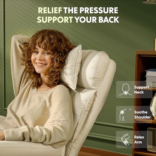 Image of FLEXISPOT Oversized Big and Tall Office Chair, 180 Flip Armrests for Pets&Cross Legged, Computer Desk Chair with Footrest, Lounge Chairs for Home Office Gaming Working, ScratchSafe Air Leather, Beige