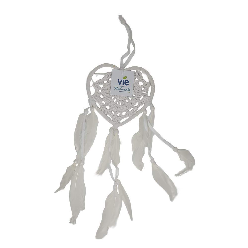 VIE Naturals Heart Shaped Dream Catcher, 12cm, White, UK-VN0495-HEART-DREAMCAT-12CM-WH