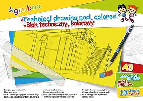 Blok techniczny z kolorowymi kartkami A3 GIMBOO 10 kartek 6 sztuk