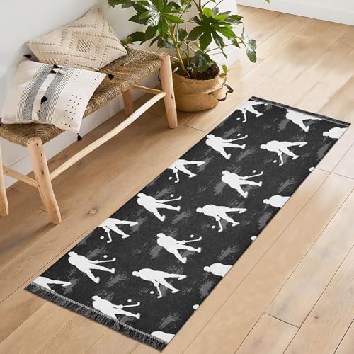 SUKAU フロアマット ゴルフ柄 ボール 廊下 ラグ 洗える 60X180cm キッチンマット 滑り止め ロングマット 玄関マット 年中使える