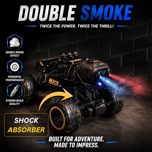 Image of GRAPHENE Remote Control Rc Drift Stunt Car Toy for Kids 4x4 Rock Crawler Double Smoke Off Road Monster Truck Rechargeable Battery LED Lights Big Anti-Slip Tyres Racing Car Toy Gift Kids Boys Girls