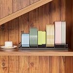 Food Container Lid Organizer Rack with Adjustable 6 Dividers, Black - Image 4