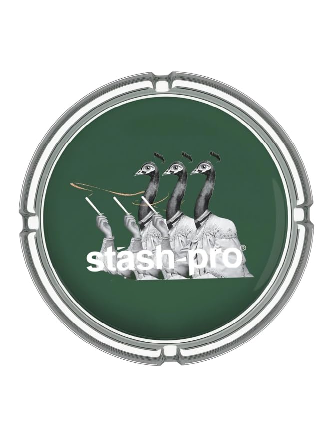 Image of Stash-Pro Premium Glass Ashtray - Heat-Resistant, Heavy-Duty Glass, Easy to Clean (Bold Green)