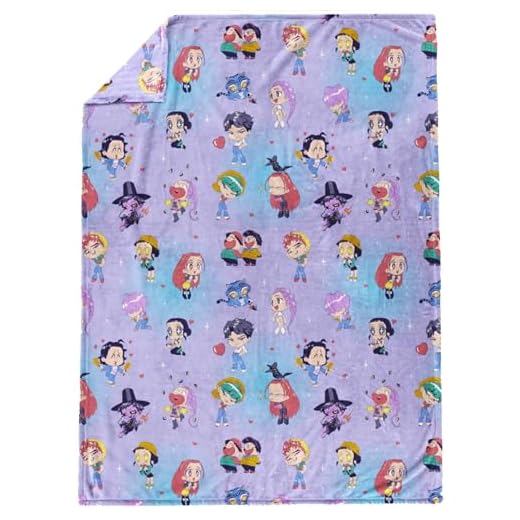 Jay Franco Kpop Demon Hunters Kids Plush Throw Blanket – Ultra Soft Cozy 50 x 60 Inch Plush Fleece for Bed, Couch, Sofa, Home Décor, Official Licensed, Light Purple - Kpop Demon Hunters