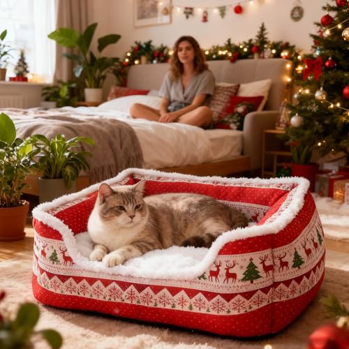 Lit de Noël pour chien accessoire confortable lavable chat - 4