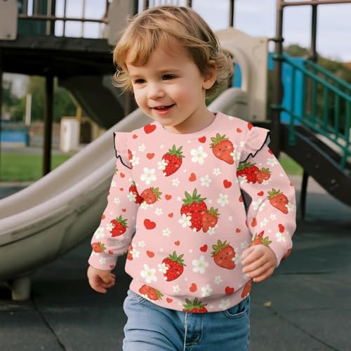 DISNIMO Sweatshirt for Toddler Pullover Girls Fall Clothes Crewneck Sweatshirts Kids Long Sleeve Shirts Ruffle Pullover3