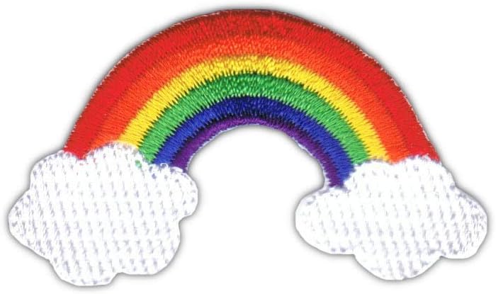 Rainbow & Clouds Patch Primary Colors Reflection Embroidered Iron On Applique