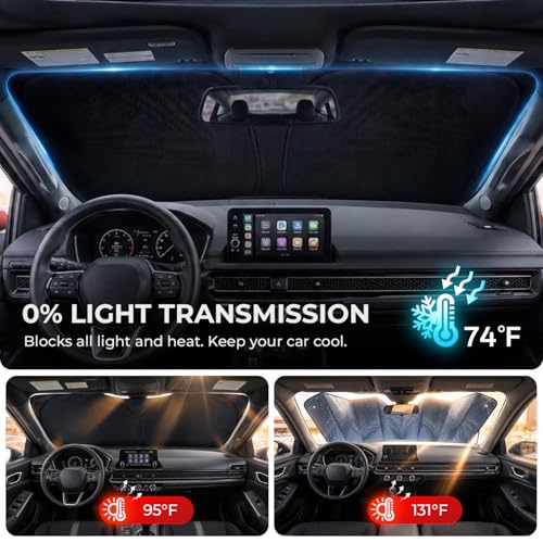 Image of [2026 Upgraded] DooGooCoo Windshield Sun Shade for Honda Accord 2023-2025 2026 [Cooling Ice-Crystal, 100% Sun Block ] Sunshade for Car Windshield for Honda Accord Sun Shade, Custom Fit for Accord.