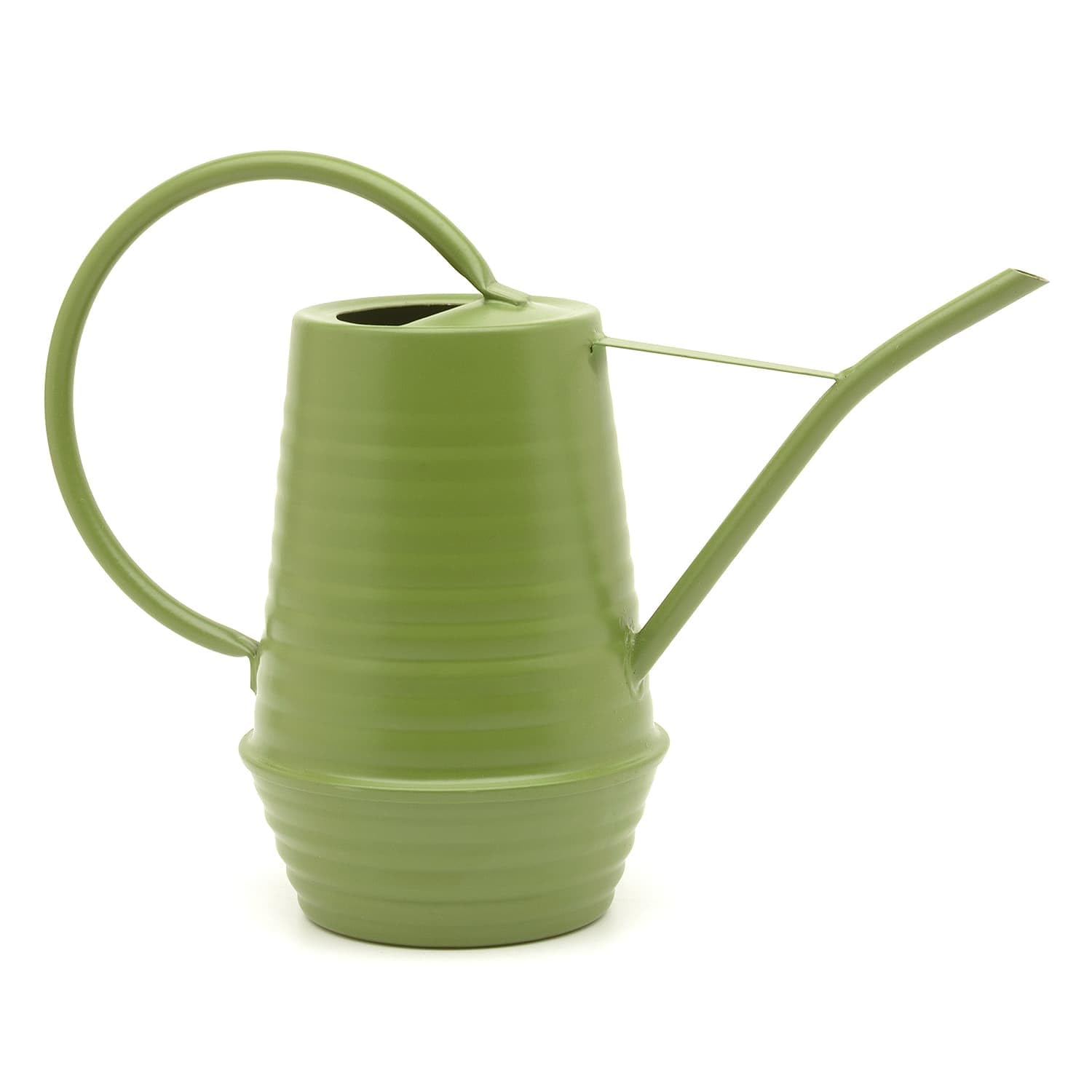 Ckb Ltd Apple Green Indoor Watering Can Small 1.1L - Green Galvanized Carbon Iron Ribbed Farmhouse Style With Long Narrow Spout - Decorative Garden Accessory For Houseplants, Flowers, And Herbs (Apple Green)