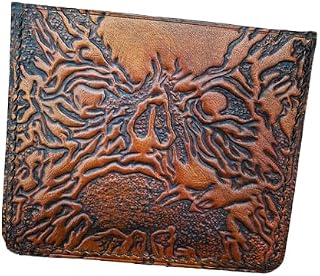 Cardholder Necronomicon Wallet, The Bookof the Dead Wallet, 3D Genuine Leather Wallet, Hand Carved, Carving Wallet, Leather Carving Wallet