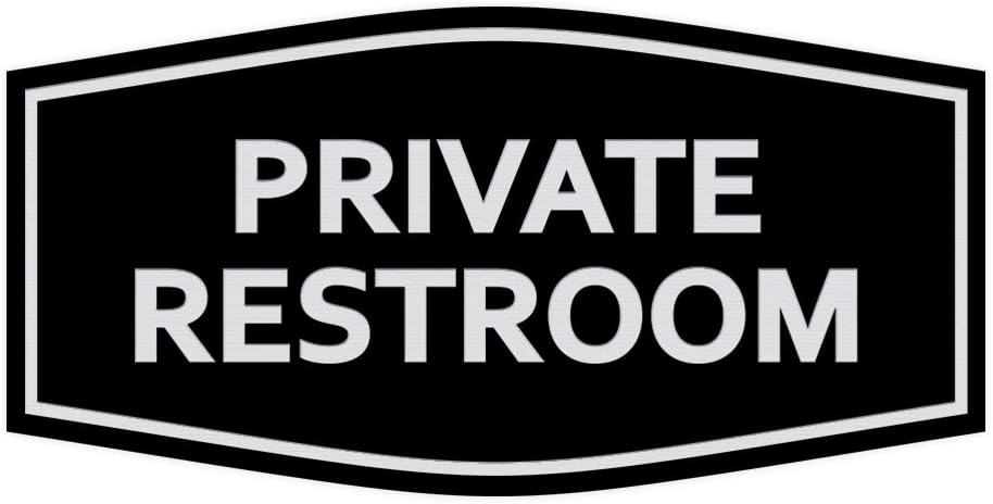 Signs ByLITA Fancy Private Restroom Sign (Black/Silver) - Large