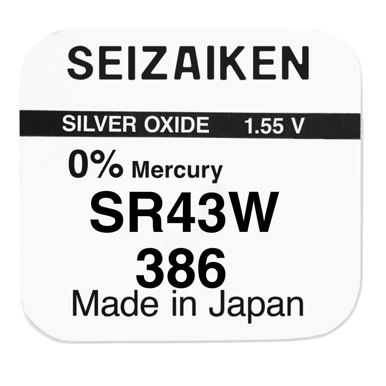 386 SR43W Uhrenbatterie - 20 Stück – Silberoxid 1,55V Knopfzelle – Seiko Original – kompatibel mit SR43 386 SR43W- für Armbanduhren & kleine Elektronik