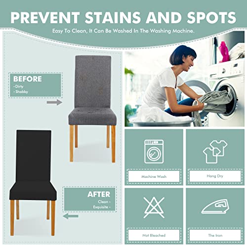 Dasory Water Repellent Dining Room Chair Covers Stretch Spandex Fabric Chair Cover Parsons Chair Slipcover Chair Covers For Dining Room,Set Of 2,Black #TOP5