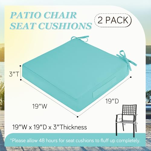 HOMELYSIAN Outdoor Chair Cushions, Removable Covers, Teal, 19 x 19 by HOMELYSIAN - Used condition - Image 2