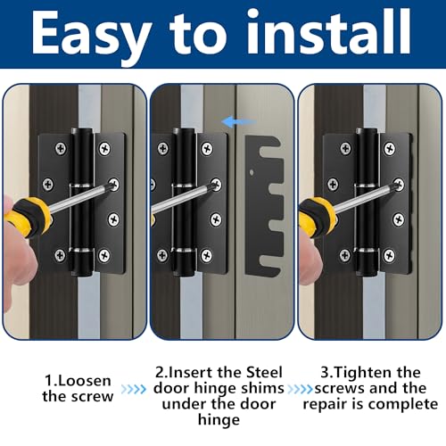 Image of 16 Pcs 4 Inch Hardware Door Hinge Shims,Stainless Steel Door Hinge Spacer with Coated Finish,Doors Hinge Shims Hinge Spacer for Repair Kit,0.03 Inches Thick