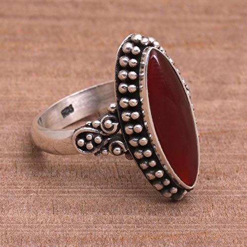 Novica Fire And Courage Sterling Silver Carnelian Ring For Girls Womens #TOP2