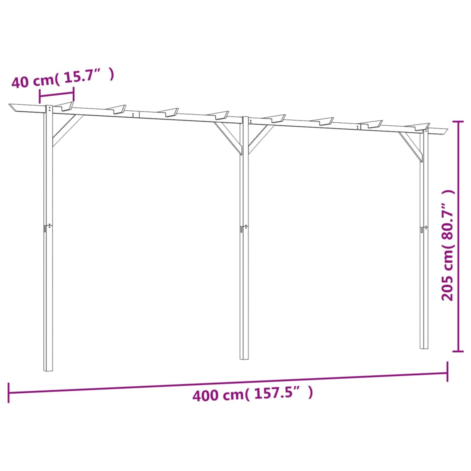 Homgoday Wystrój altany ogrodowej, altana, pergola, pergola zewnętrzna, drewniana pergola, pergole na zewnątrz, altana ogrodowa, zewnętrzna drewniana altana 400 x 40 x 205 cm drewniana