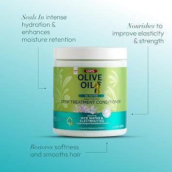 ORS Olive Oil Max Moisture Deep Treatment Conditioner with Rice Water & Electrolytes 20.0 Ounces